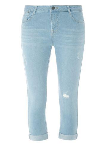 Dorothy Perkins Light Wash 'harper' Cropped Jeans