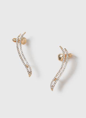Dorothy Perkins Gold Rhinestone Curve Ear Cuffs
