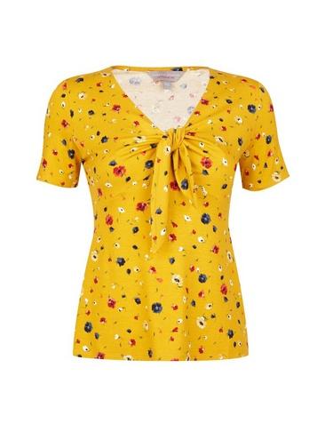 Dorothy Perkins Petite Yellow Ditsy Print Tie Top