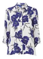 Dorothy Perkins Grey Floral Print Roll Sleeve Top