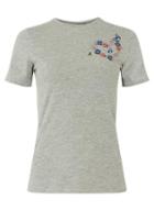 Dorothy Perkins Trees For Cities Grey Heart Embroidered T-shirt