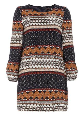 Dorothy Perkins *blue Sleeve Patterned Dress