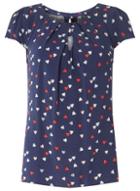 Dorothy Perkins *billie & Blossom Navy Heart Print Viscose Top