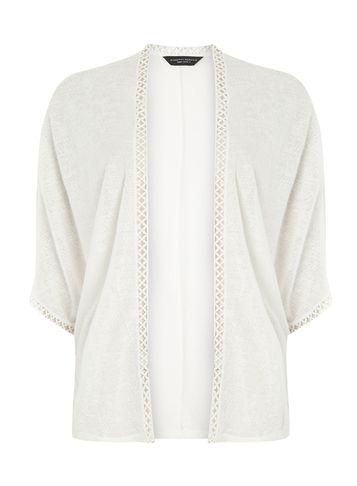 Dorothy Perkins Ivory Geo Lace Trim Cardigan