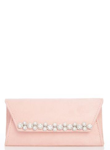 Dorothy Perkins *quiz Pink Pearl Diamante Clutch Bag