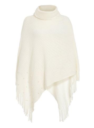 Dorothy Perkins *quiz Cream Pearl Trim Poncho