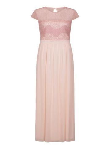 *little Mistress Curve Nude Chiffon Maxi Dress