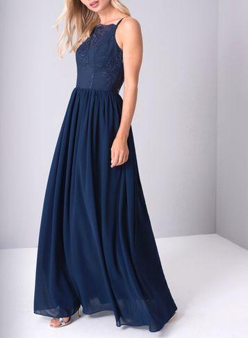 Dorothy Perkins *chi Chi London Petite Navy Bodice Maxi Dress