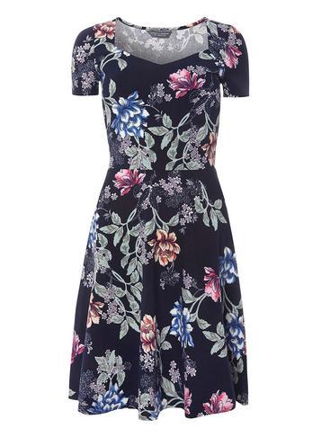 Dorothy Perkins *tall Floral Sweetheart Neck Skater Dress
