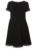 Dorothy Perkins *dp Curve Black Lace Trim Fit And Flare Dress