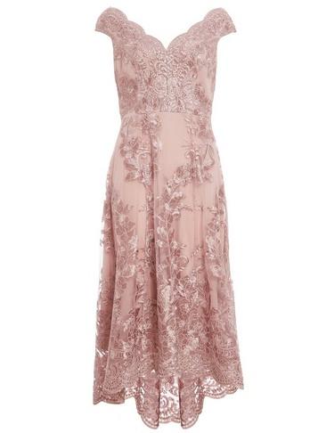 Dorothy Perkins *quiz Pink Bardot Dip Hem Dress