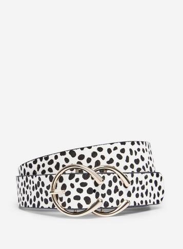 Dorothy Perkins Black And White Dalmatian Print Leather Belt