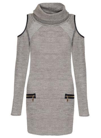 Dorothy Perkins *quiz Grey Cold Shoulder Tunic Top