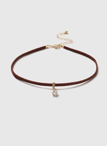 Dorothy Perkins Brown Cubic Zirconia Drop Choker Necklace