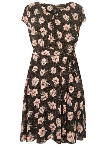 Dorothy Perkins *billie & Blossom Curve Spot And Floral Print Skater Dress
