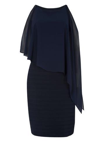 Dorothy Perkins *roman Originals Blue Diamante Trim Layer Shift Dress