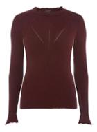 Dorothy Perkins Burgundy Fluted Frill Neck Jumper