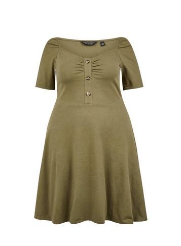 Dorothy Perkins *dp Curve Khaki Ruched Skater Dress