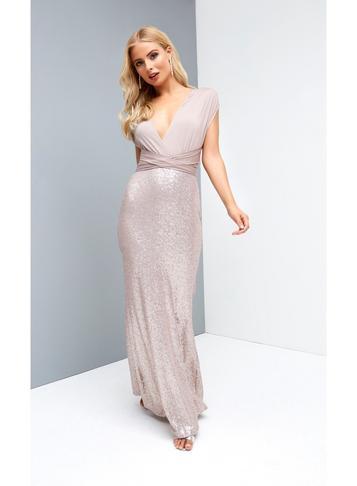 Dorothy Perkins *little Mistress Grey Sequin Maxi Dress