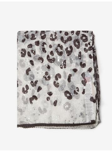 Dorothy Perkins Grey Leopard Print Foil Scarf