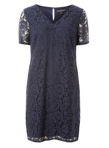 Dorothy Perkins Navy Two Tone Lace Shift Dress