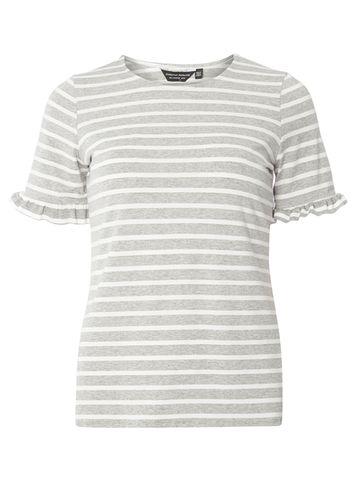 Dorothy Perkins Grey Stripe Flutter Sleeve T-shirt
