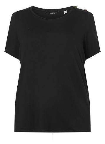 Dorothy Perkins Dp Curve Black Button Shoulder T-shirt