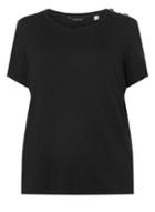 Dorothy Perkins Dp Curve Black Button Shoulder T-shirt