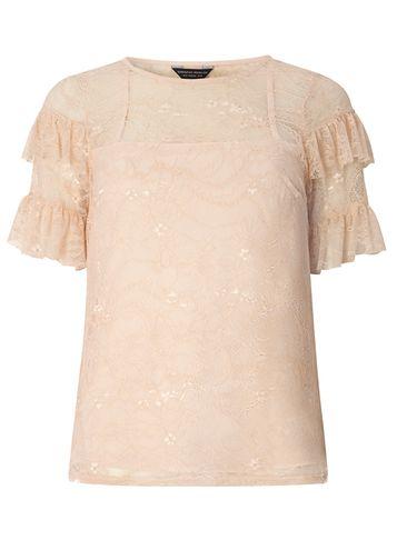 Dorothy Perkins Blush Ruffle Lace Top