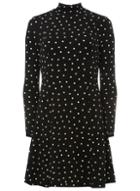 Dorothy Perkins Petite Black Spot Print High Neck Fit And Flare Dress