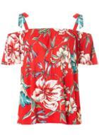 Dorothy Perkins Red Floral Print Tie Cold Shoulder Top