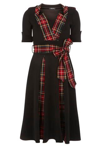 Dorothy Perkins *fever Fish Black And Red Flared Dress