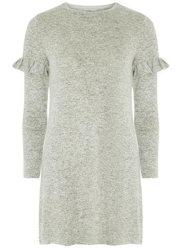 Dorothy Perkins Petite Grey Frill Sleeve Shift Dress