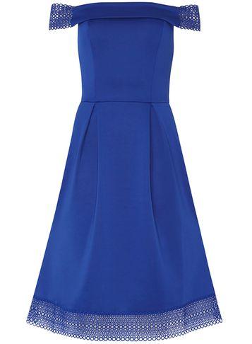 Dorothy Perkins *tall Cobalt Bardot Fit And Flare Dress