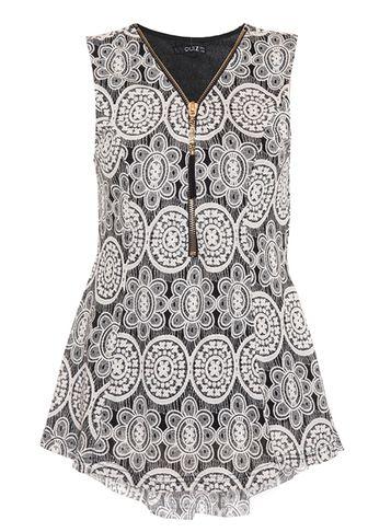 Dorothy Perkins *quiz Black And White Lace Top