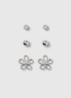 Dorothy Perkins 3 Pack Sliver Floral Stud Earrings