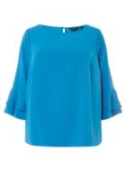 Dorothy Perkins Dp Curve Blue Double Frill Sleeve Top