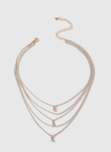 Dorothy Perkins Chain Crystal Chocker Necklace
