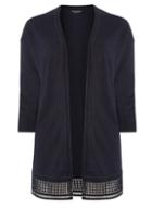 Dorothy Perkins Navy Geometric Lace Hem Knitted Cardigan