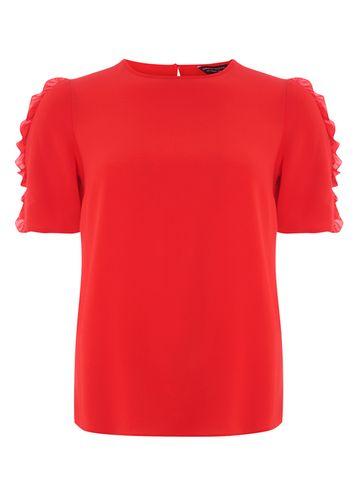 Dorothy Perkins Red Frill Sleeve Woven T-shirt