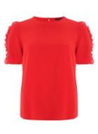 Dorothy Perkins Red Frill Sleeve Woven T-shirt