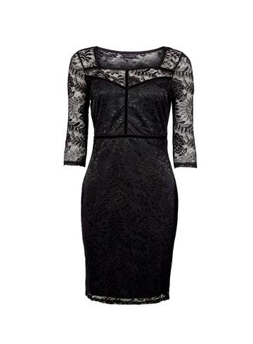 Dorothy Perkins *black Velvet Trim Pencil Dress