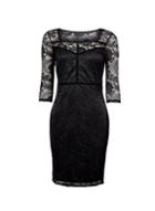 Dorothy Perkins *black Velvet Trim Pencil Dress