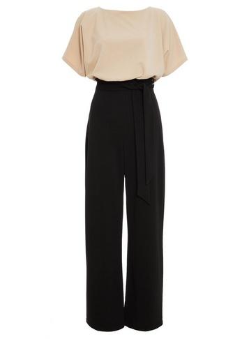 *quiz Stone And Black Batwing Palazzo Jumpsuit