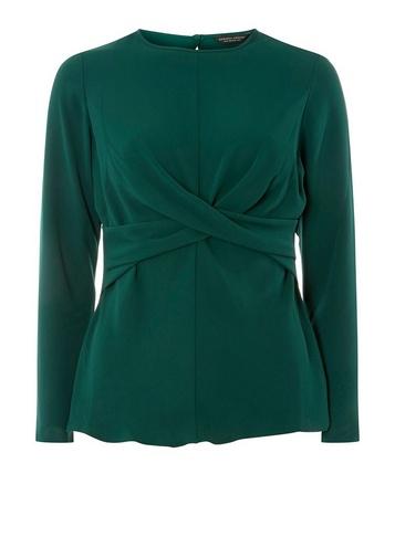 Dorothy Perkins *green Wrap Front Top