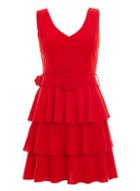 *quiz Red Layered Ra-ra Belted Dress
