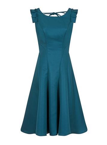 Dorothy Perkins *chi Chi London Teal Pleated Midi Skater Dress