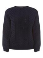 Dorothy Perkins Navy Chunky Cable-knitted Jumper