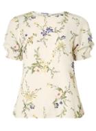 Dorothy Perkins Petite Ivory Floral Sheered Cuff Top