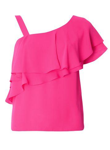 Dorothy Perkins Petite Magenta Ruffle Top